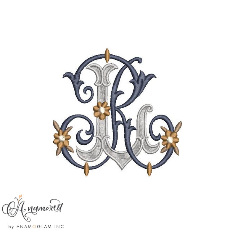 Rlj Script Monogram Interlocking R and L Embroidery Monogram Design for Machine Embroidery ...