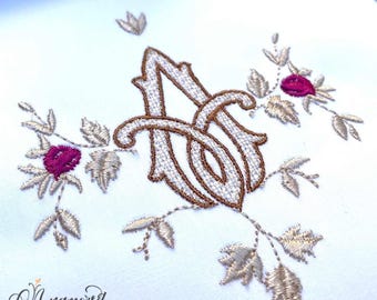 Floral Vintage Accent Embroidery Design Pattern/ Machine Embroidery File / Instant Download to Add On Monogram