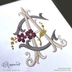 Diseño de monograma bordado entrelazado A y C para bordado a máquina / Iniciales de monograma CA, AC