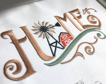 Home Embroidery Design Pattern for Embroidery Machine with Barn, Windmill, Pasture