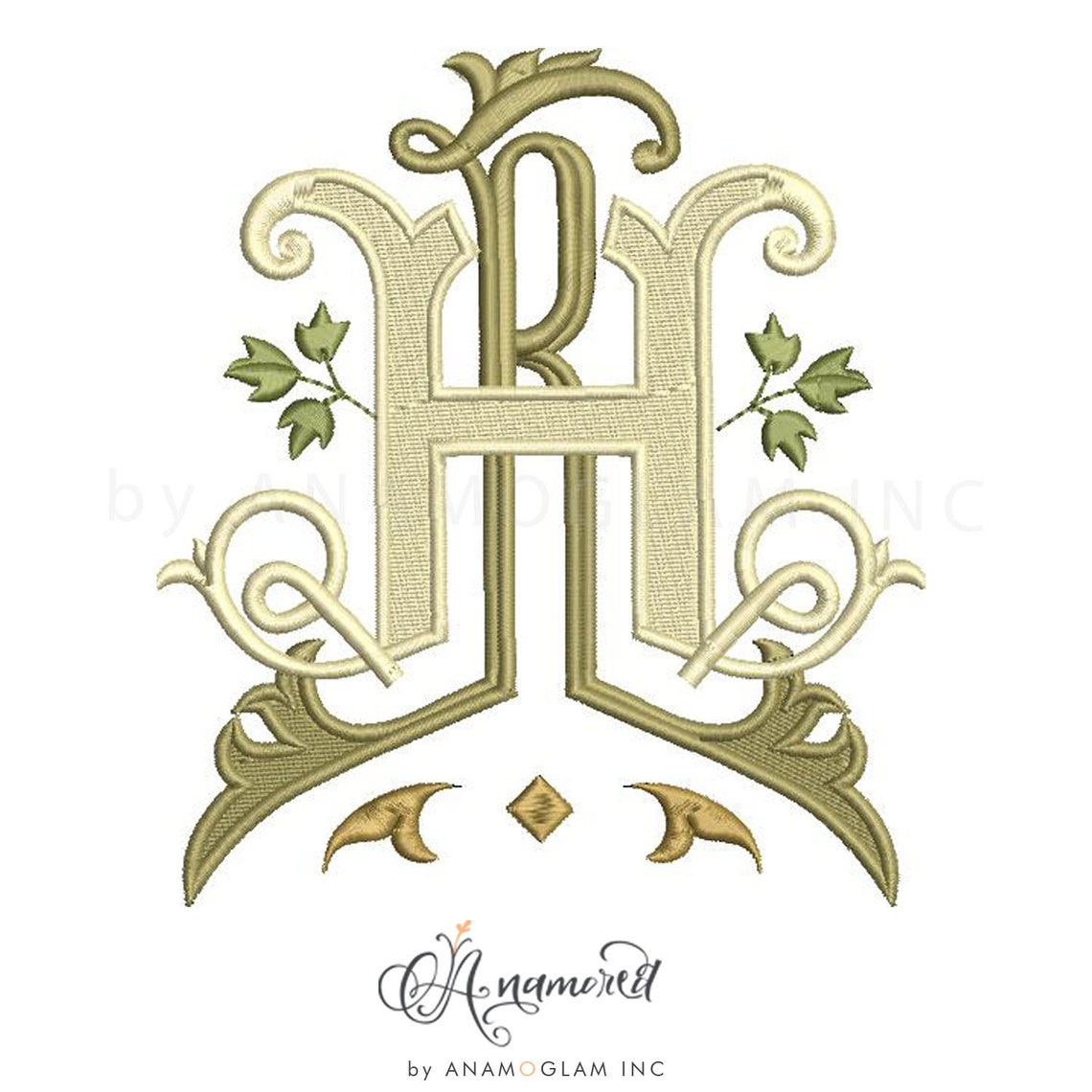 Interlocking R and H Embroidery Monogram Design for Machine | Etsy