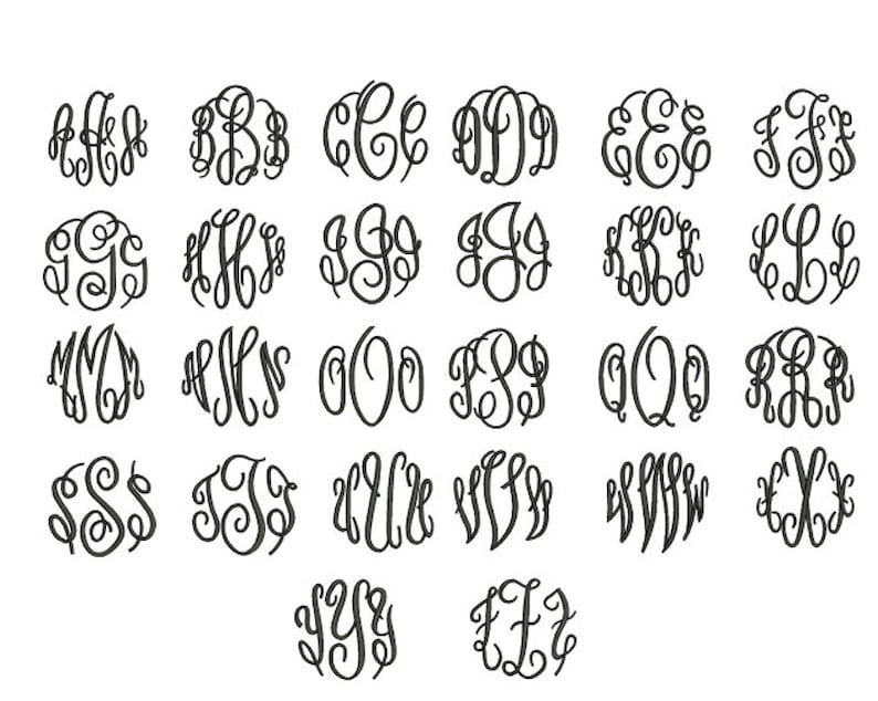 Fancy Circle Machine Embroidery Font Monogram Alphabet 4 Etsy