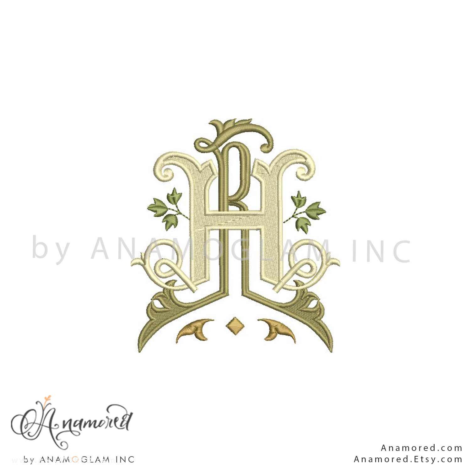 Interlocking RH Monogram Embroidery Design (digital Download) - Etsy