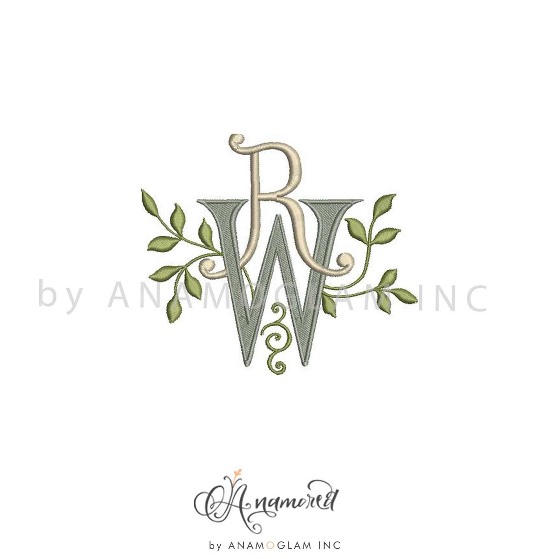 Interlocking R A Interlocking R and W Embroidery Monogram Design for Machine Embroidery ...