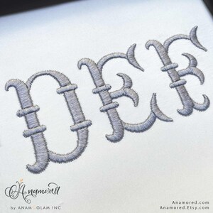 2 sizes (2 & 3 inch) French Fishtail Machine Embroidery Font Monogram Font, Full Alphabet, Bx included image 5