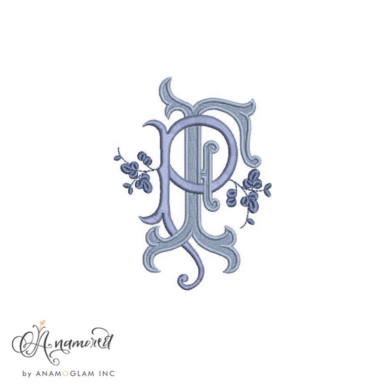 Interlocking P R Interlocking P and F Embroidery Monogram Design for Machine Embroidery ...