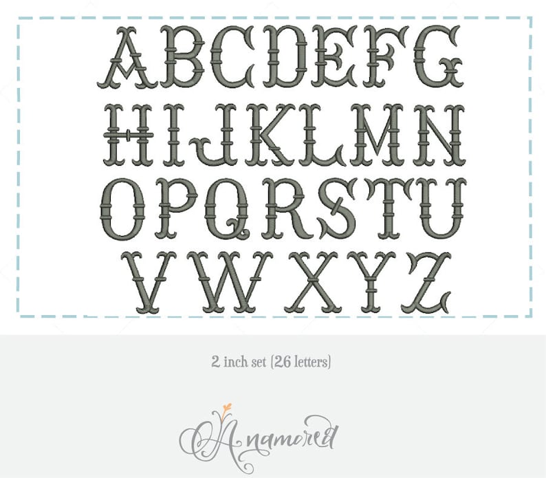 May include: A set of 26 uppercase letters in a gray, stylized font. The letters are 2 inches tall and are arranged in alphabetical order. The text "2 inch set (26 letters)" is below the letters.