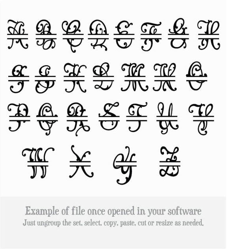 Download Split Ella Flourish Monogram VECTOR Alphabet/Font: Design ...