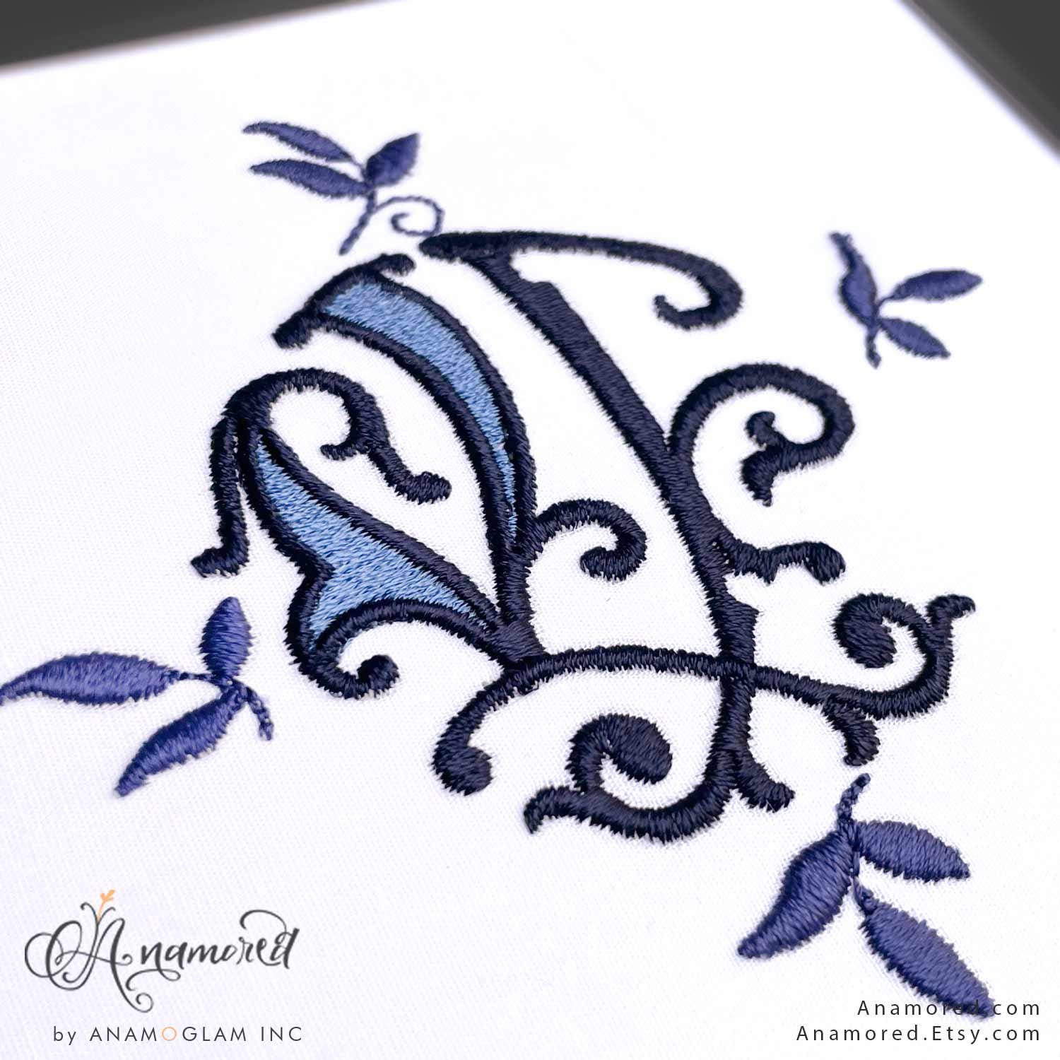 Monza Interlocking V and A Embroidery Monogram Design for Machine