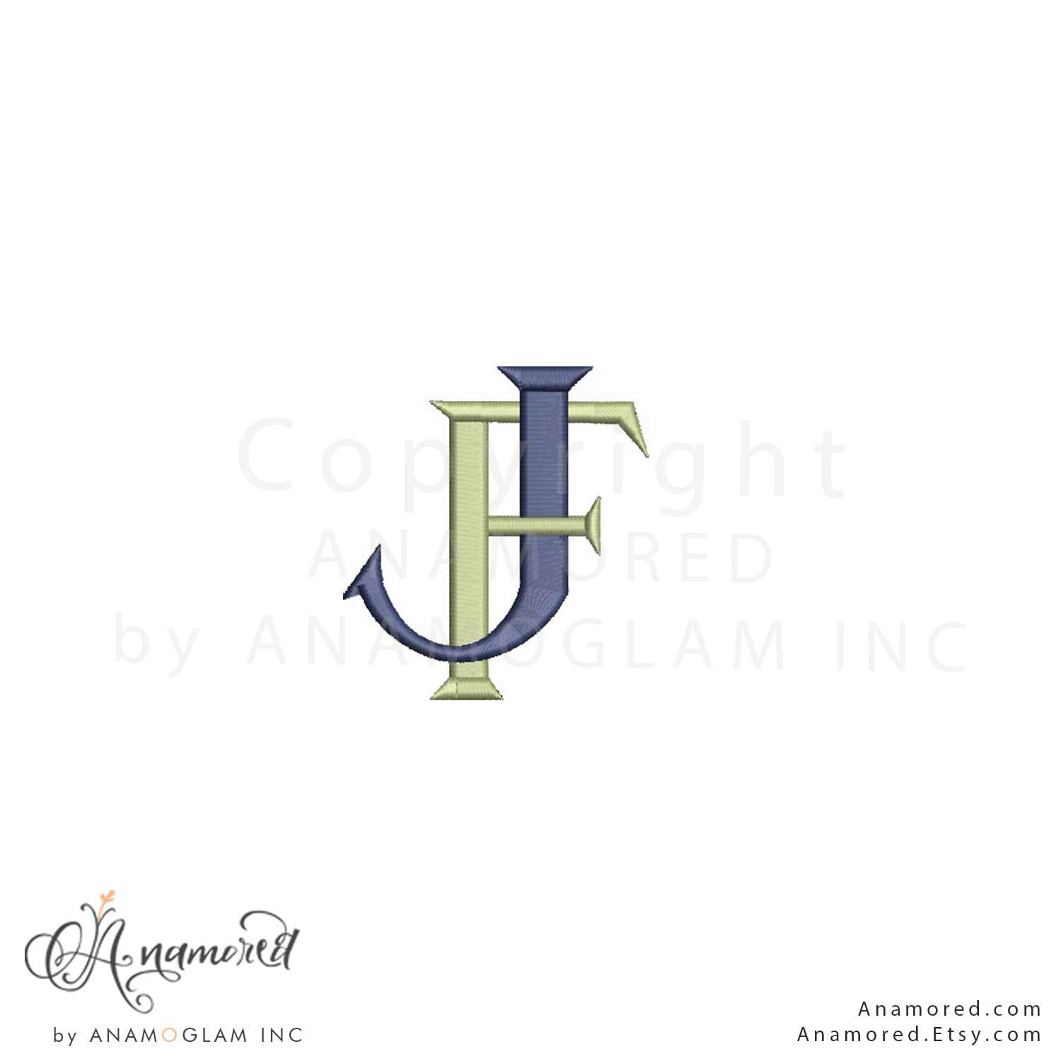 Interlocking JF Embroidery Monogram, Instant Download for Embroidery ...