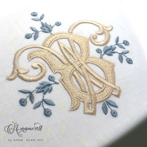 Interlocking BW or WB Embroidery Monogram Design / Machine Embroidery File /  B and W Interlocking Embroidery Monogram