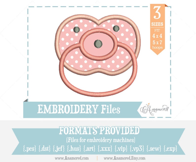 Baby Pacifier Applique Embroidery Design / Machine Embroidery Etsy
