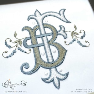 Interlocking B and F Embroidery Monogram Design File for Embroidery Machines. BF, FB