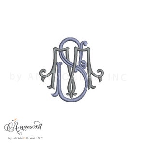 Interlocking M and S Monogram Embroidery Design / Machine Embroidery File / Embroidery design, Embroidery Monograms, Embroidery Pattern, MS image 2