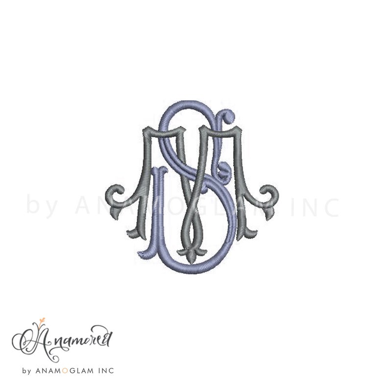 Interlocking M and S Monogram Embroidery Design / Machine Embroidery File / Embroidery design, Embroidery Monograms, Embroidery Pattern, MS image 2