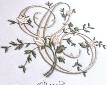 5" Fancy Floral Vine Monogram  Embroidery Font for Embroidery Machine/ BX font / Antique Victorian Antique Font