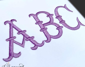5 sizes, 1-5 inch (Best Deal) French Fishtail Machine Embroidery Monogram Font, Full Alphabet, BX included