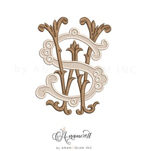 Interlocking S and W Embroidery Monogram Design for Machine Embroidery ...