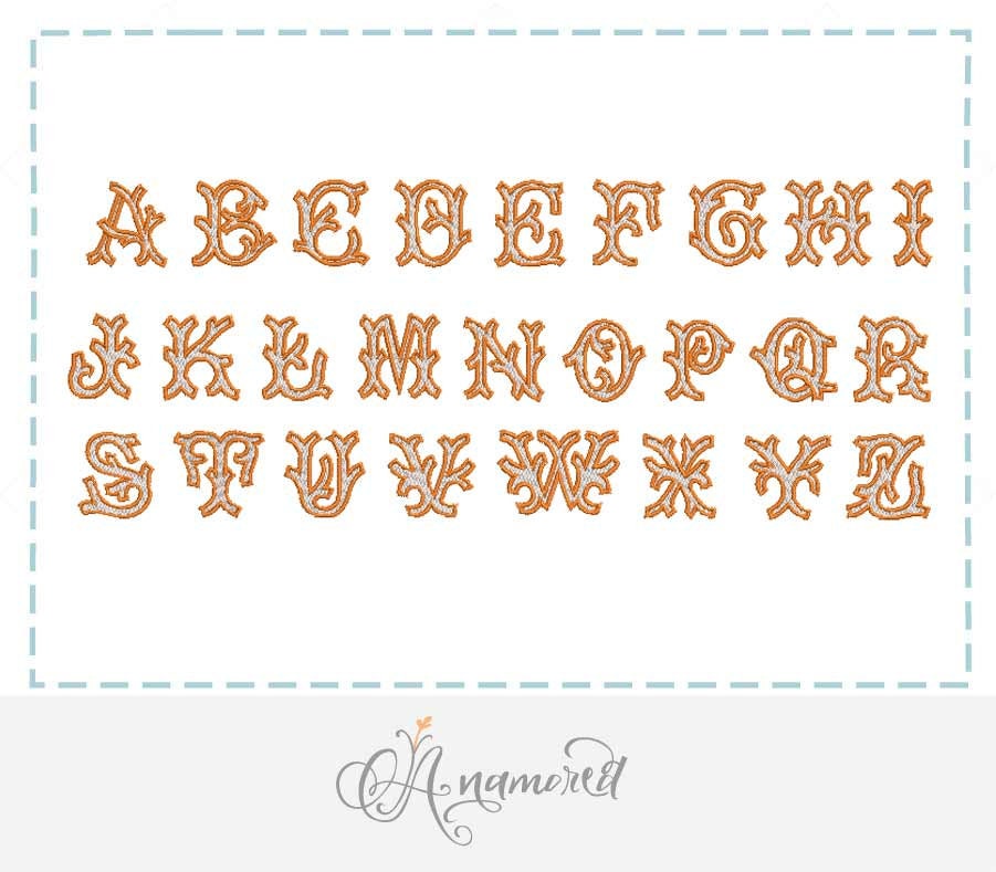 5 Sizes (1 -5 Inch) Pandora Machine Embroidery Font and Monogram, Fill ...