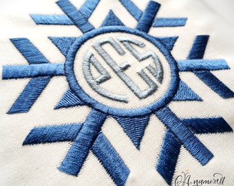 Snowflake Monogram Embroidery Design, Instant Download for Embroidery Machine, Winter Embroidery, Christmas Embroidery, Holiday