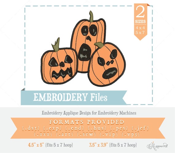ABC Designs Applique Pumpkins Machine Embroidery Designs SET 5/"x7/" Hoop