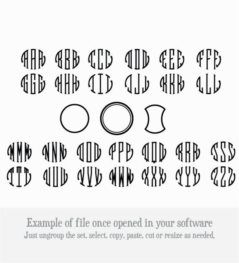 Download 3 Letter Seal Circle Monogram VECTOR Alphabet/Font: Design ...