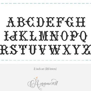 3 sizes Small Italian Fishtail Machine Embroidery Font Monogram Alphabet 1, 2 & 3 inch, BX font image 4