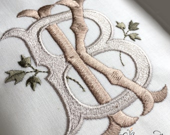 Interlocking K and B Monogram. Embroidery design for Embroidery Machines in 3 sizes.