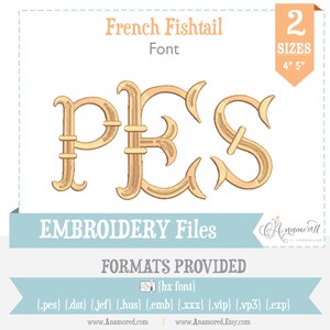 2 sizes Large French Fishtail Monogram Embroidery Font for Embroidery Machine 4 and 5 inch image 2