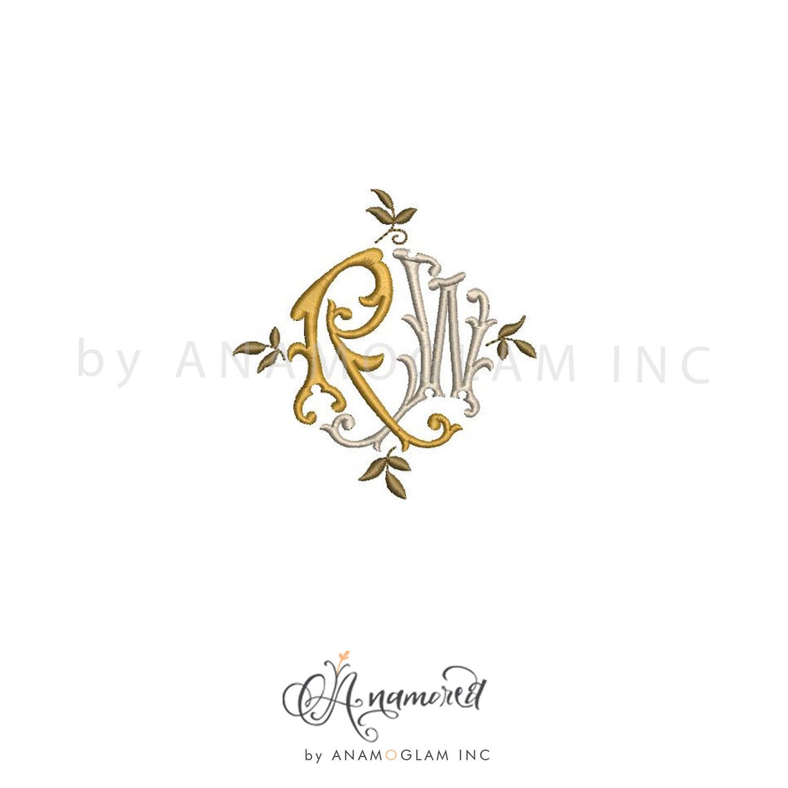Monza Interlocking R and W Embroidery Monogram Design for Machine ...