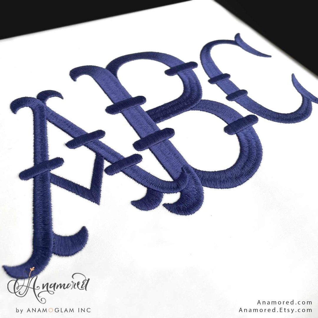 2 Sizes (4 & 5 Inch) French Fishtail Monogram Embroidery Font for ...