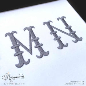 3 Sizes (1, 2, 3 Inch) French Fishtail Machine Embroidery Font Monogram ...