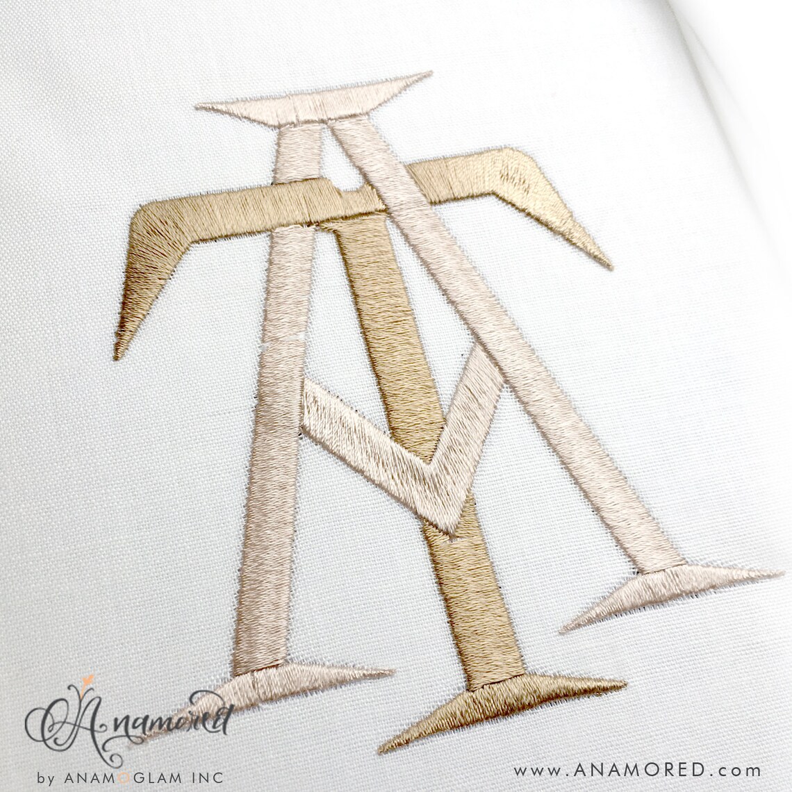 Interlocking A and T Embroidery Monogram Design file for Etsy