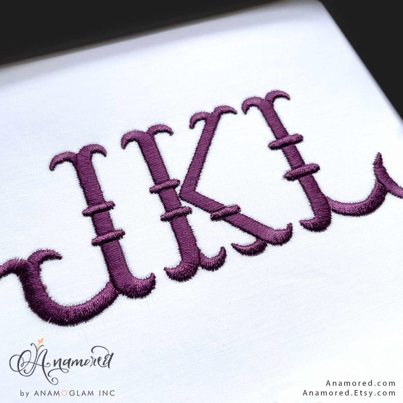 2 sizes (2 & 3 inch) French Fishtail Machine Embroidery Font Monogram Font, Full Alphabet, Bx included image 7