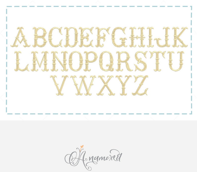 2 sizes Large French Fishtail Monogram Embroidery Font for Embroidery Machine 4 and 5 inch image 3