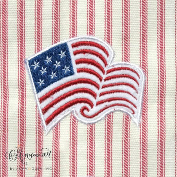 USA Flag Applique Embroidery Design (Digital Download)