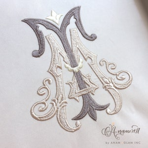 Interlocking M and T Embroidery Monogram Design for Machine Embroidery | MT, TM monogram initials