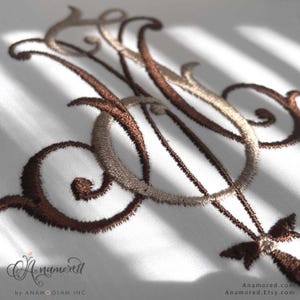 Interlocking J and M Embroidery Monogram Design. Vintage Pattern for Embroidery Machines, JM MJ