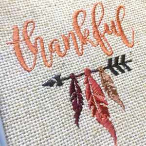 Thankful with Feathers and Arrow Embroidery Design for Embroidery Machine | Instant Download