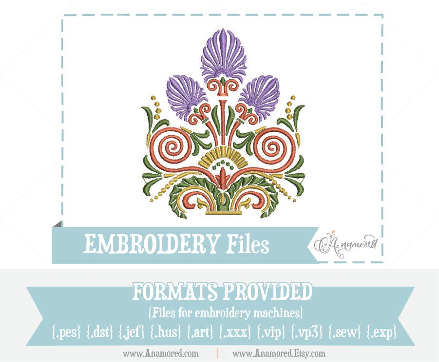 Floral Art Deco Embroidery Design Pattern/ Machine Embroidery Etsy