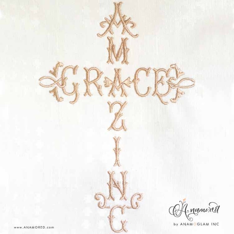 Amazing Grace Cross Embroidery Design Pattern (instant Download) - Etsy