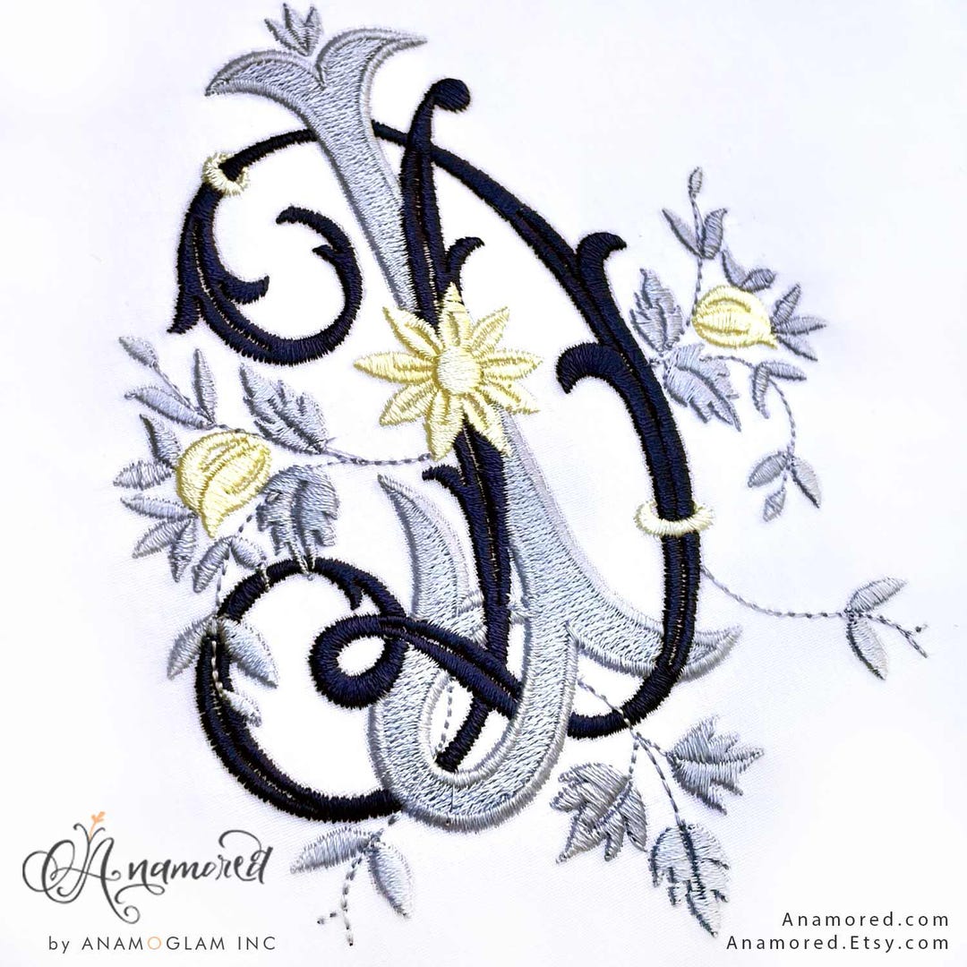 Interlocking D and J Embroidery Monogram Design for Machine Embroidery ...