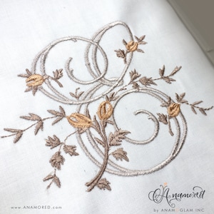 4&quot; Fancy Floral Vine Monogram  Embroidery Font for Embroidery Machine/ BX font / Antique Victorian Antique Font