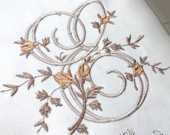 4" Fancy Floral Vine Monogram  Embroidery Font for Embroidery Machine/ BX font / Antique Victorian Antique Font