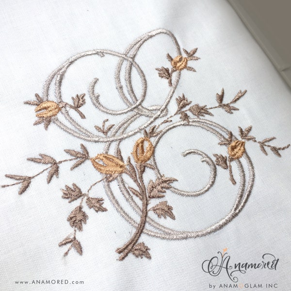 10 cm Fancy Floral Vine Monogramm Embroidery Schriftart für Embroidery Machine / BX font / Antique Victorian Antique Font