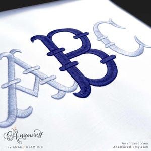 3 Sizes (1, 2, 3 Inch) French Fishtail Machine Embroidery Font Monogram ...