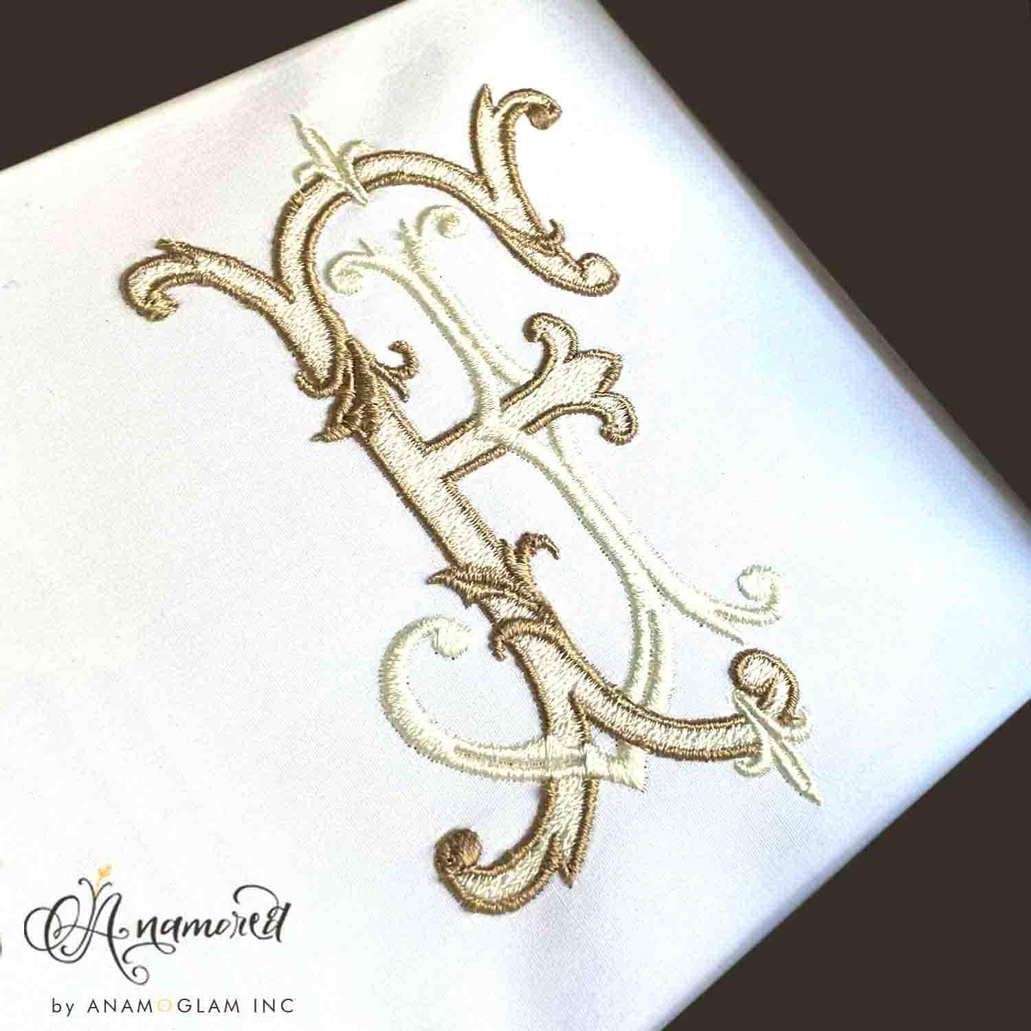 Interlocking J and F Embroidery Monogram Design for Machine