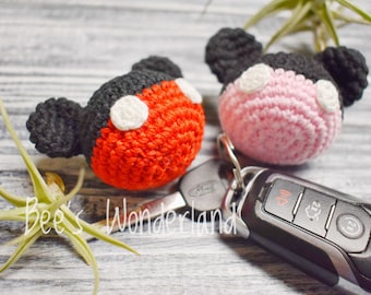 Crochet Mickey/Minnie Keychain: Stuffed Amigurumi Toy