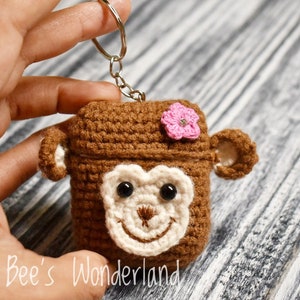 AirPod case, Crochet AirPod case, Handmade case, cute cartoon characters, stocking stuffers, Monkey AirPod case