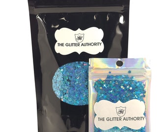 Blue Holographic Stars for Chunky Glitter Mixes, Confetti Glitter Shapes for Resin and Epoxy